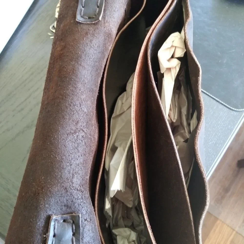 Rustic Leather Messenger Satchel Handstitched